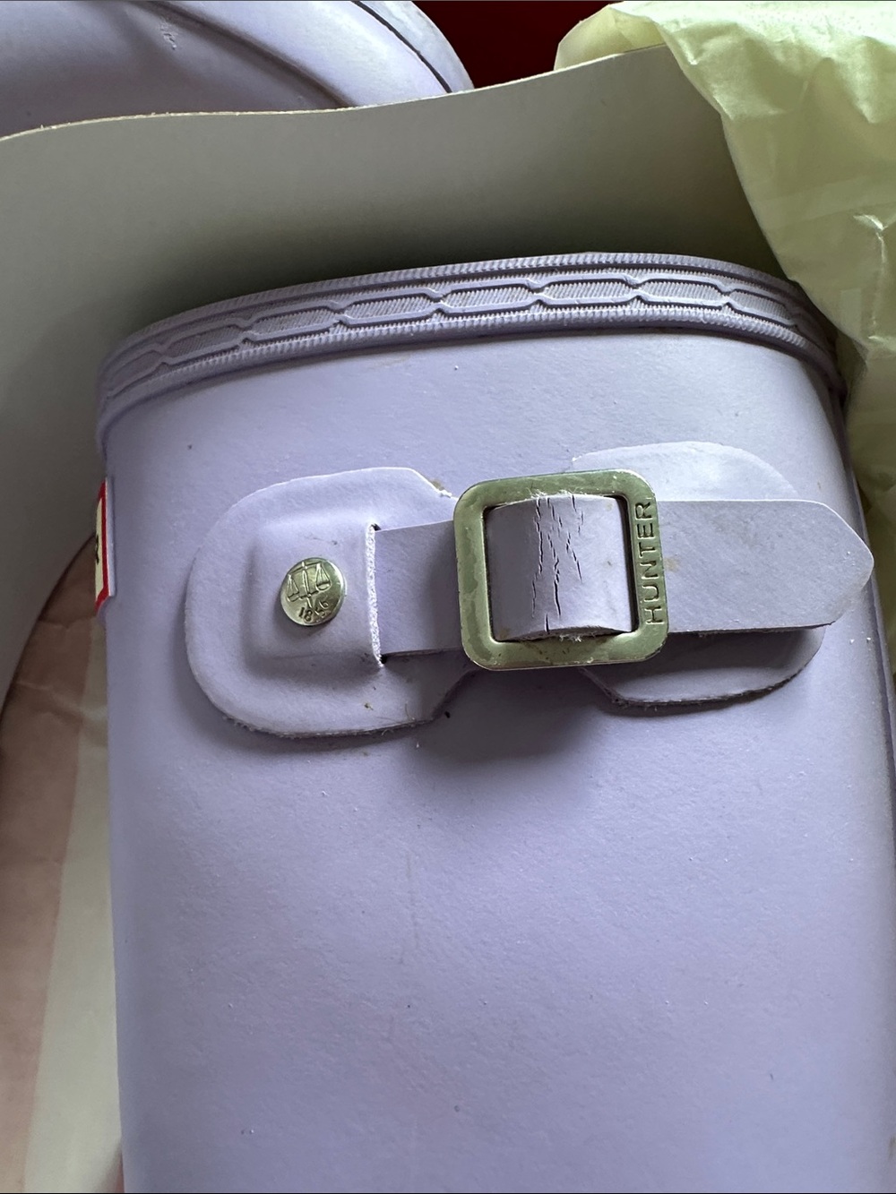 Hunter Original Lavender Rain Boots with Side Buckle B12 G13 Very Nice. - Picture 7 of 9